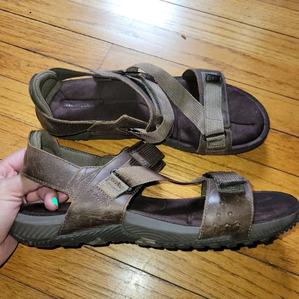 Merrell Terrant Strap Men's Sandals J91517 Dark Earth EUC SZ 10 Hike Beach Walk